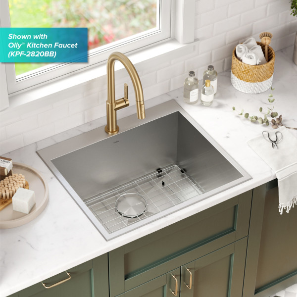 Kraus KHT301-25L 25” Dual Mount Stainless  Single Bowl Deep Laundry Utility Sink