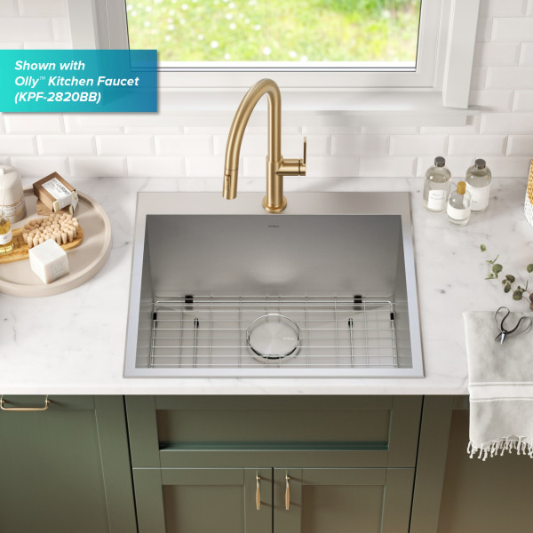 Kraus KHT301-25L 25” Dual Mount Stainless  Single Bowl Deep Laundry Utility Sink