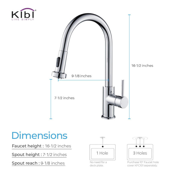 KIBI KKF2002CH Casa Single Handle Pull Down Kitchen Sink Faucet