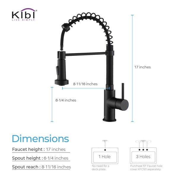 KIBI KKF2003MB Aurora Single Handle Pull Down Kitchen Sink Faucet