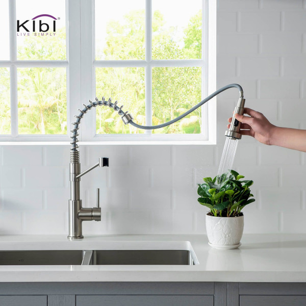 KIBI KKF2004BN Lodi Single Handle Pull Down Kitchen Sink Faucet