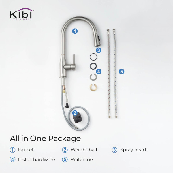 KIBI KKF2005BN Napa Single Handle Pull Down Kitchen Sink Faucet