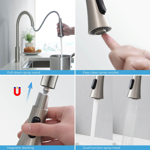 KIBI KKF2005BN Napa Single Handle Pull Down Kitchen Sink Faucet