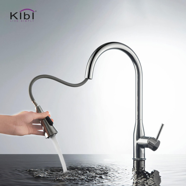 KIBI KKF2005CH Napa Single Handle Pull Down Kitchen Sink Faucet