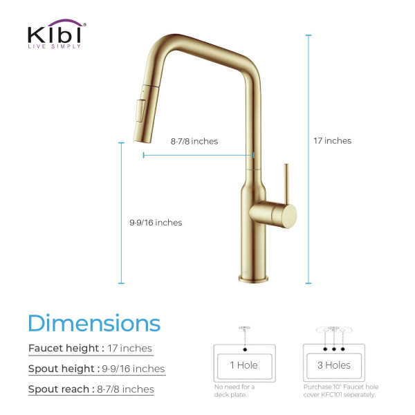 KIBI KKF2007BG Macon Single Handle Pull Down Kitchen Sink Faucet