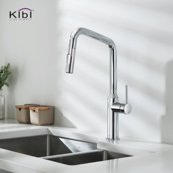 KIBI KKF2007CH Macon Single Handle Pull Down Kitchen Sink Faucet