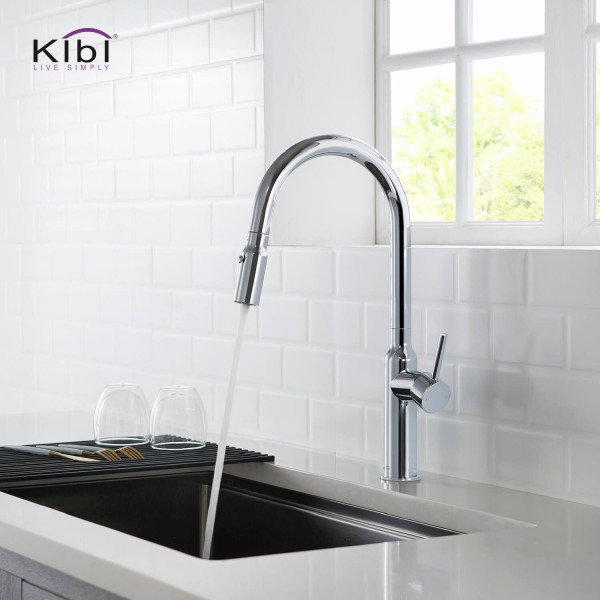 KIBI KKF2008CH Hilo Single Handle Pull Down Kitchen Sink Faucet