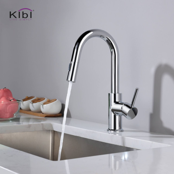 KIBI KKF2011CH Circular Single Handle Pull Down Kitchen & Bar Sink Faucet