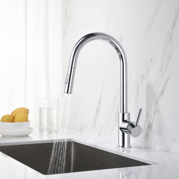 KIBI KKF2013CH Circular Single Handle Pull Down Kitchen Faucet