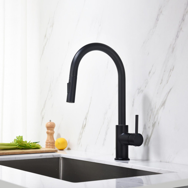KIBI KKF2013MB Circular Single Handle Pull Down Kitchen Faucet