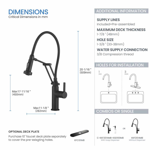 KIBI KKF2014MB Engel Single Handle Pull Down Kitchen Faucet