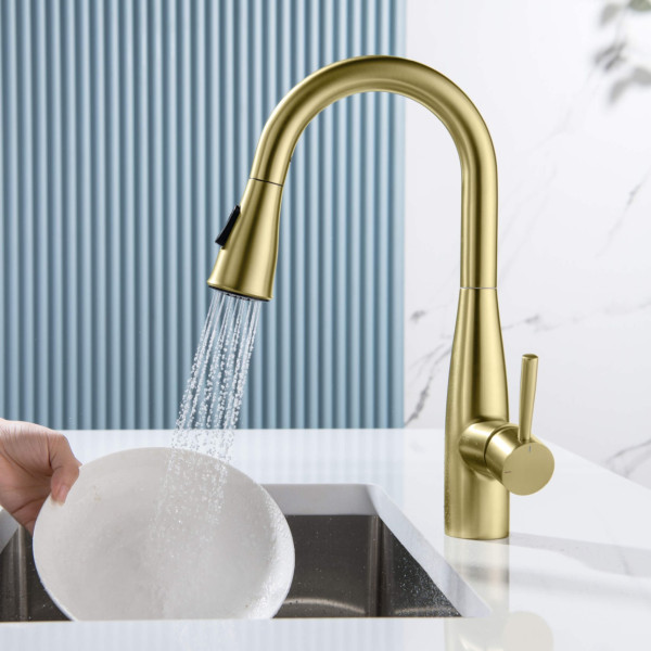 KIBI KKF2015BG Bari Single Handle Pull Down Kitchen & Bar Sink Faucet
