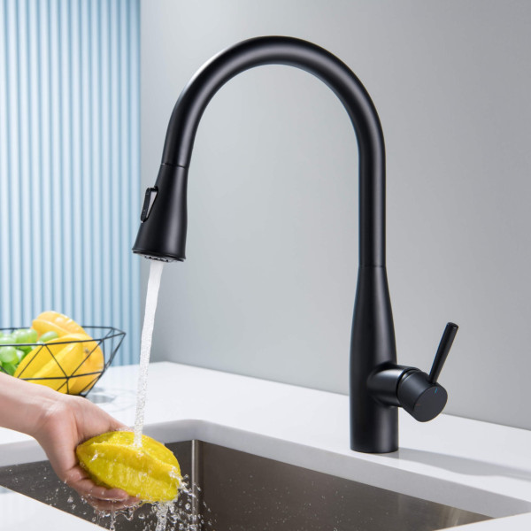 KIBI KKF2016MB Bari-T Single Handle Pull Down Kitchen Sink Faucet