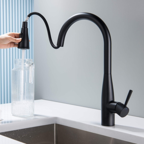 KIBI KKF2016MB Bari-T Single Handle Pull Down Kitchen Sink Faucet