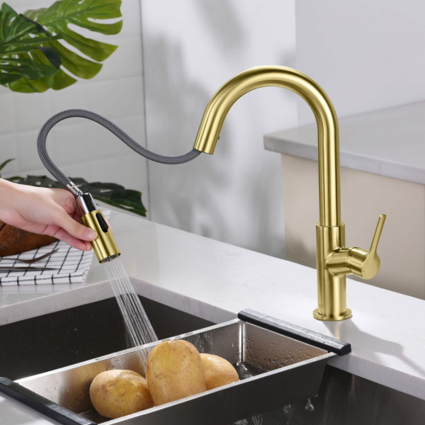 KIBI KKF2017BG Fusion Single Handle Kitchen & Bar Sink Faucet - Brushed Gold