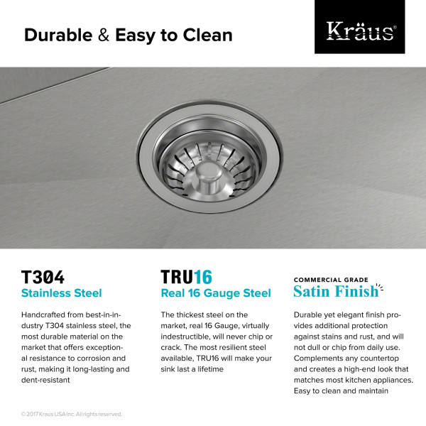 Kraus KP1TS25S-1 Pax™ 25” Single Bowl Stainless Steel Drop-In Kitchen Sink