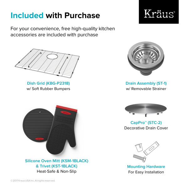 Kraus KP1TS25S-1 Pax™ 25” Single Bowl Stainless Steel Drop-In Kitchen Sink