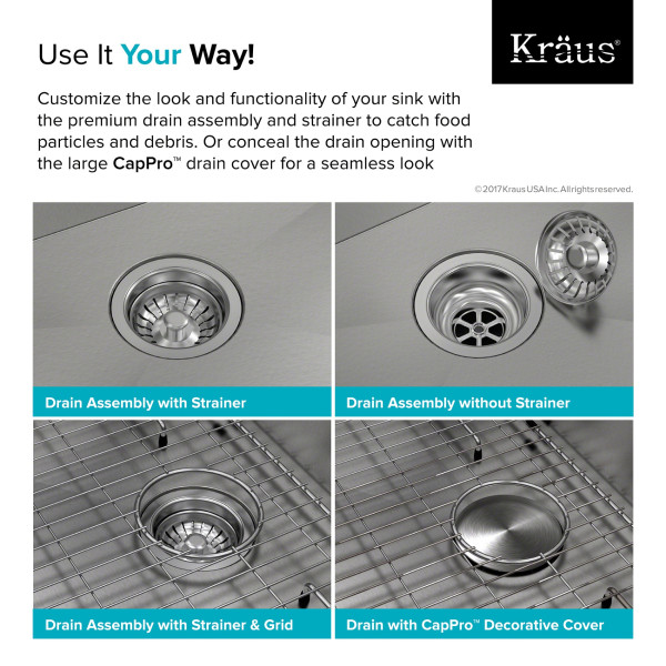 Kraus KP1TS25S-1 Pax™ 25” Single Bowl Stainless Steel Drop-In Kitchen Sink