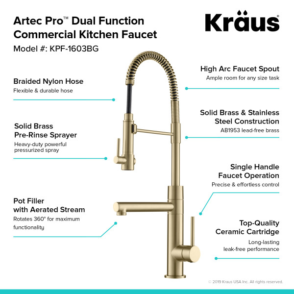 Kraus KPF-1603 Artec Pro™ Commercial Style Pre-Rinse Kitchen Faucet