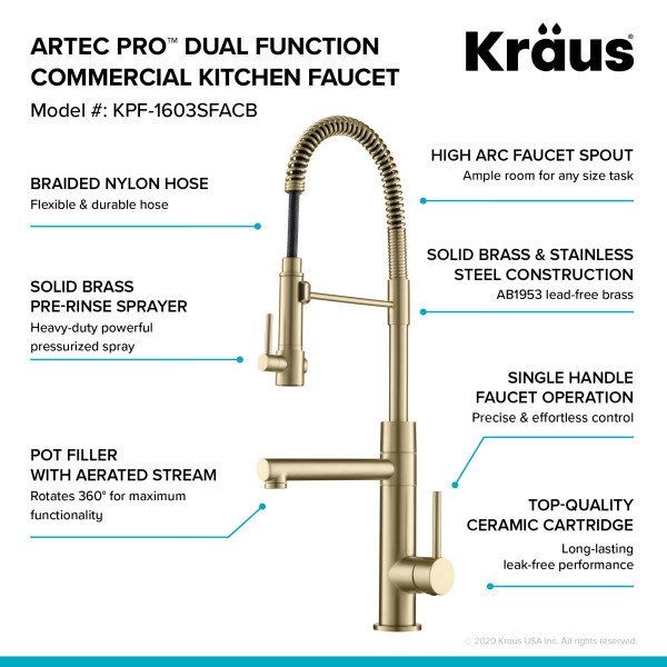 Kraus KPF-1603 Artec Pro™ Commercial Style Pre-Rinse Kitchen Faucet