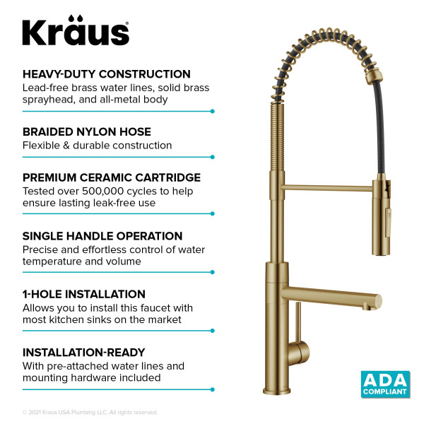 KRAUS KPF-1604SFS Commercial Pull-Down Single Handle Kitchen Faucet w Pot Filler