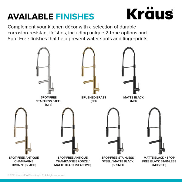 KRAUS KPF-1604SFS Commercial Pull-Down Single Handle Kitchen Faucet w Pot Filler