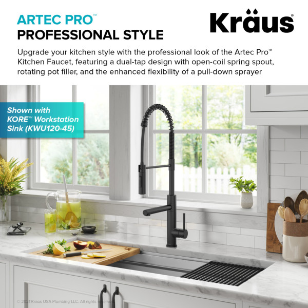 KRAUS KPF-1604SFS Commercial Pull-Down Single Handle Kitchen Faucet w Pot Filler