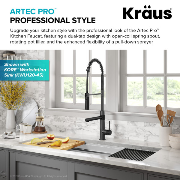 KRAUS KPF-1604SFS Commercial Pull-Down Single Handle Kitchen Faucet w Pot Filler