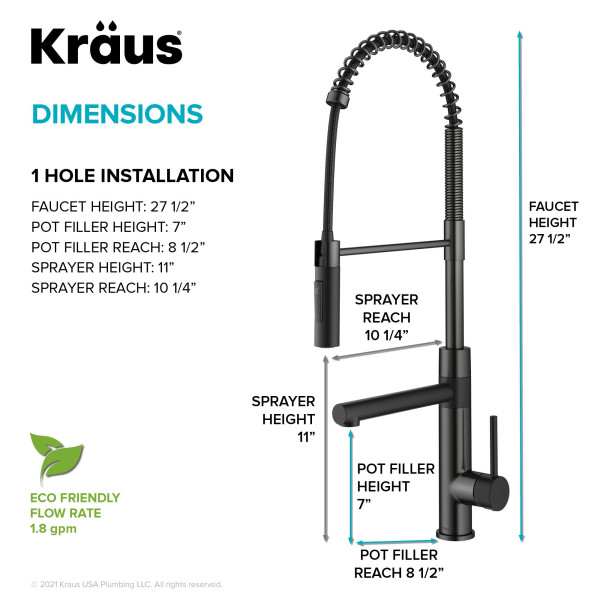 KRAUS KPF-1604SFS Commercial Pull-Down Single Handle Kitchen Faucet w Pot Filler