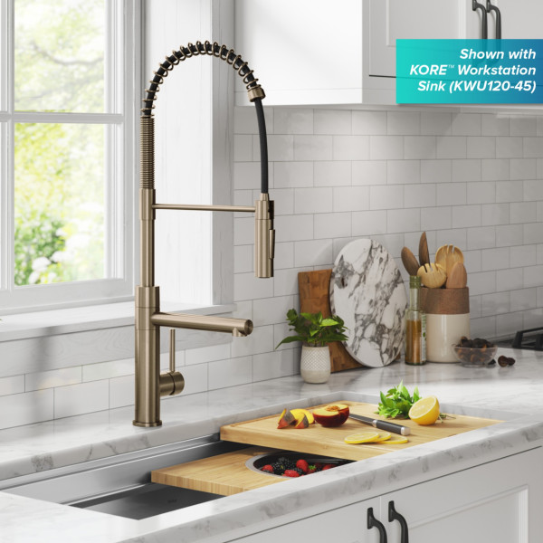 KRAUS KPF-1604SFS Commercial Pull-Down Single Handle Kitchen Faucet w Pot Filler