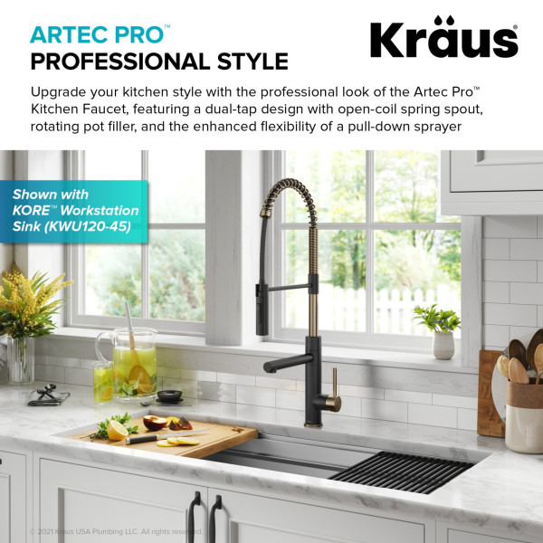KRAUS KPF-1604SFS Commercial Pull-Down Single Handle Kitchen Faucet w Pot Filler