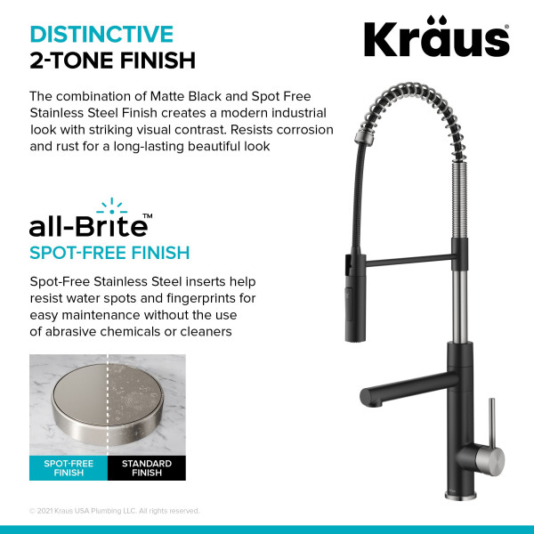 KRAUS KPF-1604SFS Commercial Pull-Down Single Handle Kitchen Faucet w Pot Filler