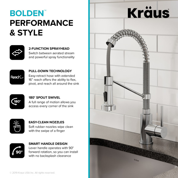 Kraus KPF-1610S Bolden™ Commercial Kitchen Faucet with Pull-Down Spray