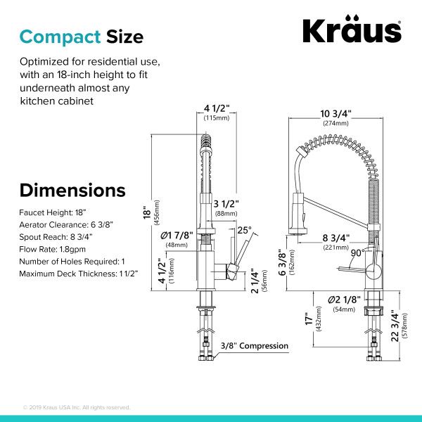 Kraus KPF-1610S Bolden™ Commercial Kitchen Faucet with Pull-Down Spray