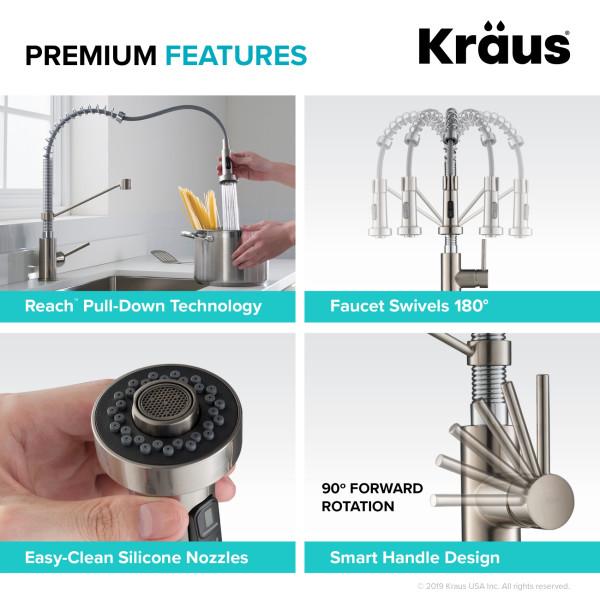 Kraus KPF-1610S Bolden™ Commercial Kitchen Faucet with Pull-Down Spray