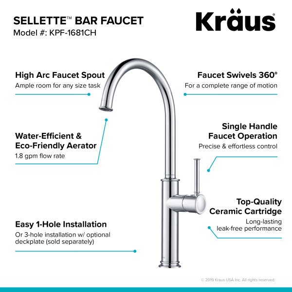 Kraus KPF-1681CH KRAUS Sellette™ Kitchen Bar Faucet in Chrome Finish