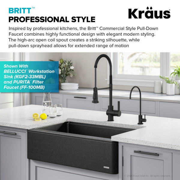 Kraus KPF-1691 Britt™ Commercial Style Pull-Down Single Handle Kitchen Faucet