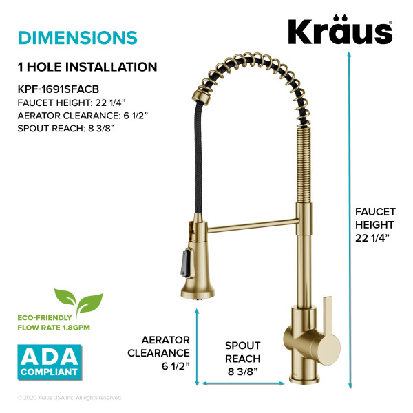 Kraus KPF-1691 Britt™ Commercial Style Pull-Down Single Handle Kitchen Faucet