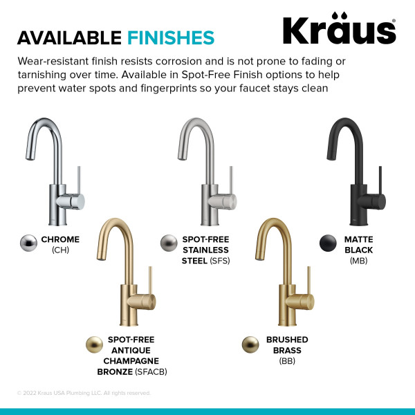  KRAUS KPF-2600BB Oletto Single Handle Kitchen Bar Faucet + in Brushed Brass 