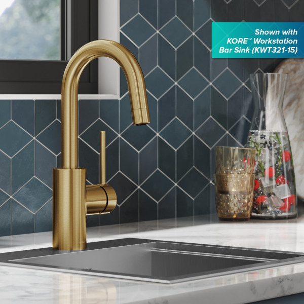  KRAUS KPF-2600BB Oletto Single Handle Kitchen Bar Faucet + in Brushed Brass 