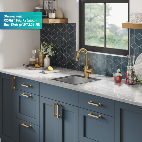  KRAUS KPF-2600BB Oletto Single Handle Kitchen Bar Faucet + in Brushed Brass 