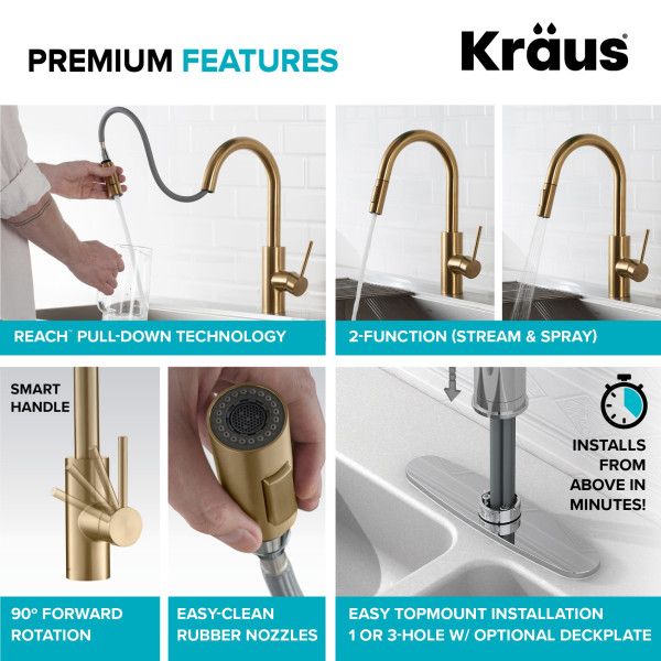 Kraus KPF-2620-FF-100 Pull-Down Kitchen Faucet and Water Filter Faucet Combo