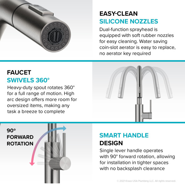 Kraus KPF-2620 Oletto™ Single Handle Pull Down Kitchen Faucet