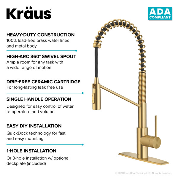 Kraus KPF-2631 Oletto™ Single Handle Pull Down Commercial Kitchen Faucet