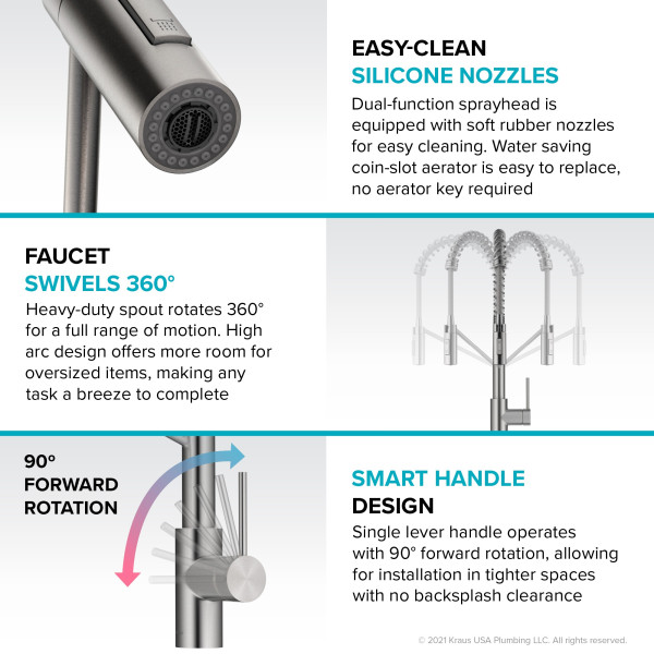 Kraus KPF-2631 Oletto™ Single Handle Pull Down Commercial Kitchen Faucet
