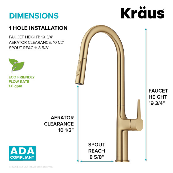 Kraus KPF-3101 Oletto™ Tall Modern Pull-Down Single Handle Kitchen Faucet