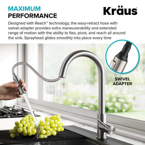 Kraus KPF-3101 Oletto™ Tall Modern Pull-Down Single Handle Kitchen Faucet
