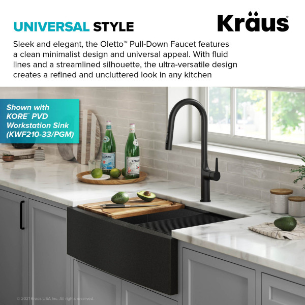 Kraus KPF-3101 Oletto™ Tall Modern Pull-Down Single Handle Kitchen Faucet
