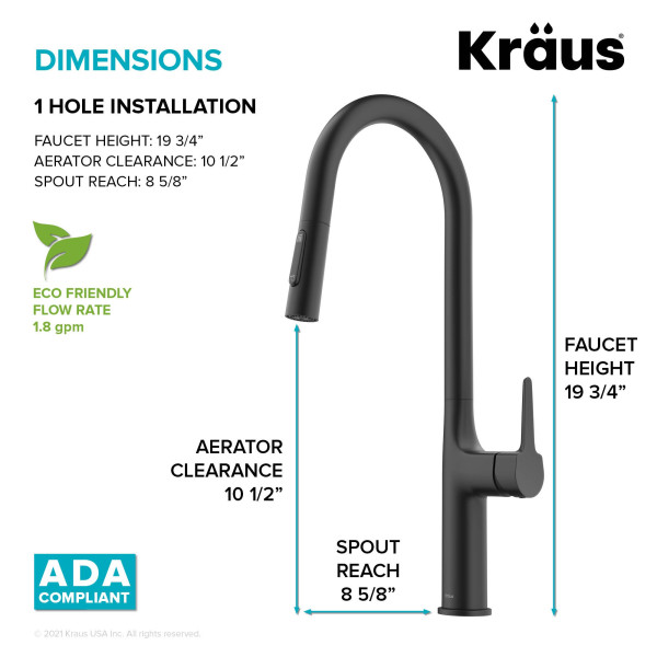 Kraus KPF-3101 Oletto™ Tall Modern Pull-Down Single Handle Kitchen Faucet