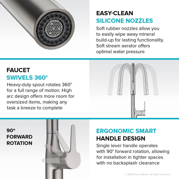 Kraus KPF-3101 Oletto™ Tall Modern Pull-Down Single Handle Kitchen Faucet
